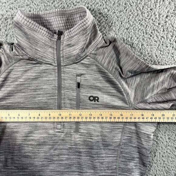 OUTDOOR RESEARCH 1/4 ZIP WOMENS MEDIUM GRAY HEATHERED TECH GRID FLEECE HIKING - Picture 9 of 10